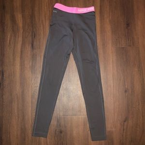 Grey and Pink Nike Pro Running Tights XS